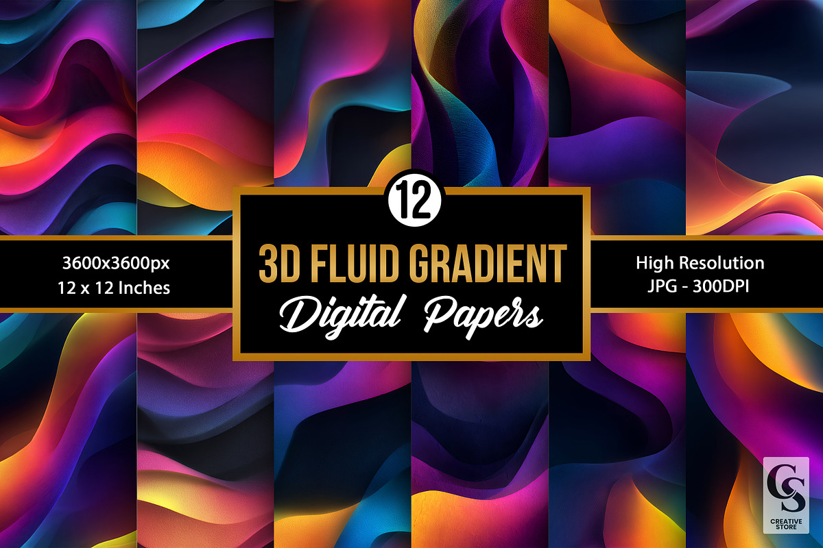 3D Fluid Gradient Digital Papers, a Pattern Graphic by Creative Store (Photo 1 of 5)