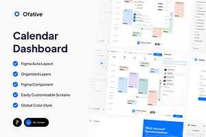 Ofative - Calendar Dashboard App, an UI Kit Template by cansaasstudio