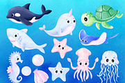 Watercolor Under Sea Animals Clipart, an Animal Illustration by MiracleArtAndDesign (Thumbnail 5 of 8)