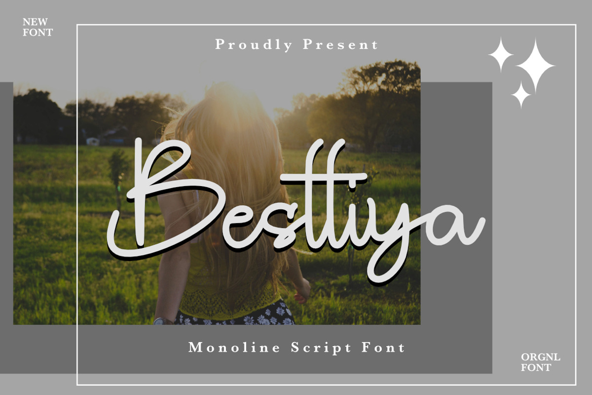 Besttiya Monoline Script Font, a Script Font by Bayuktx (Photo 1 of 6)
