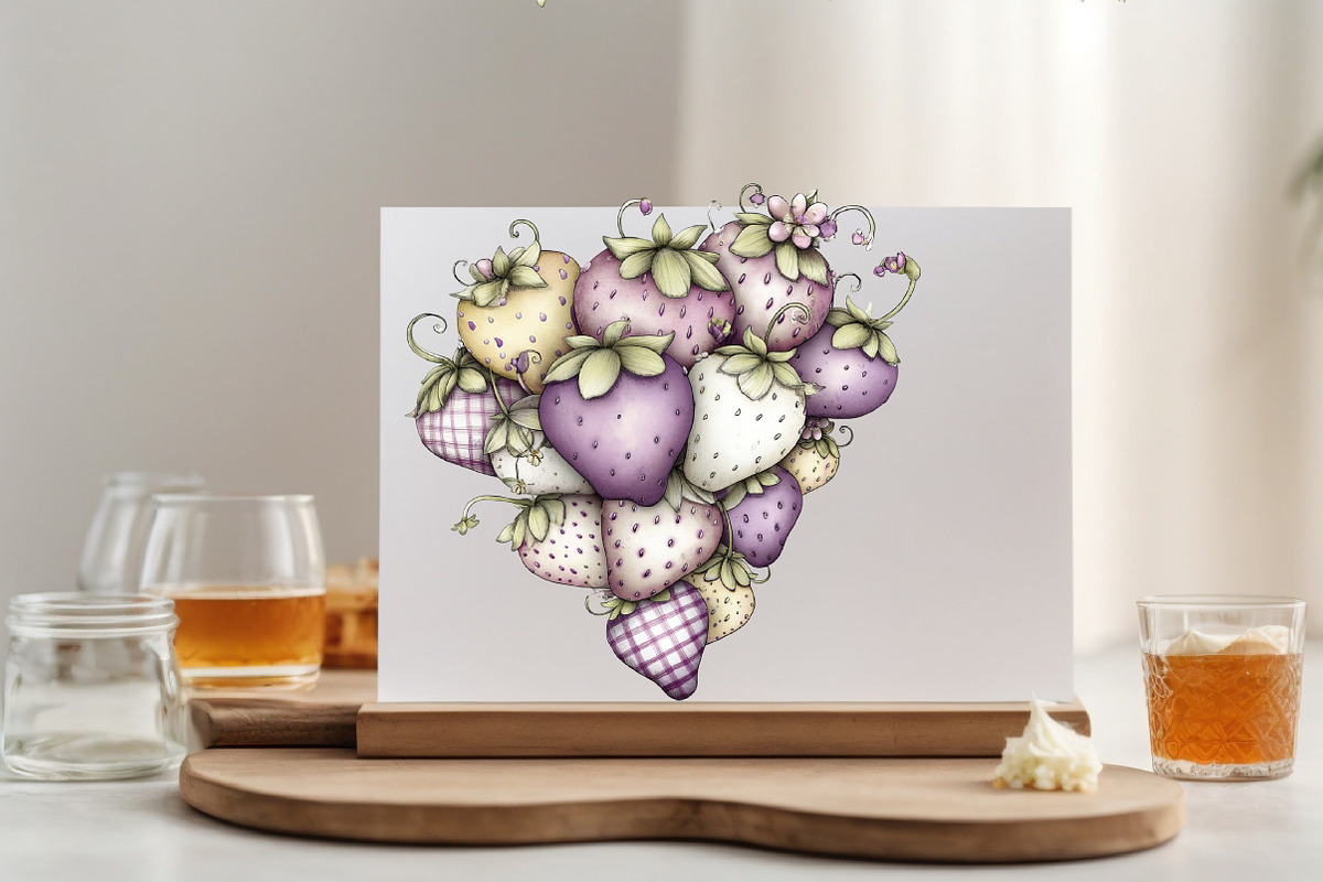 Whimsical Spring Strawberry Clipart, an Illustration by SVGArt (Photo 5 of 9)