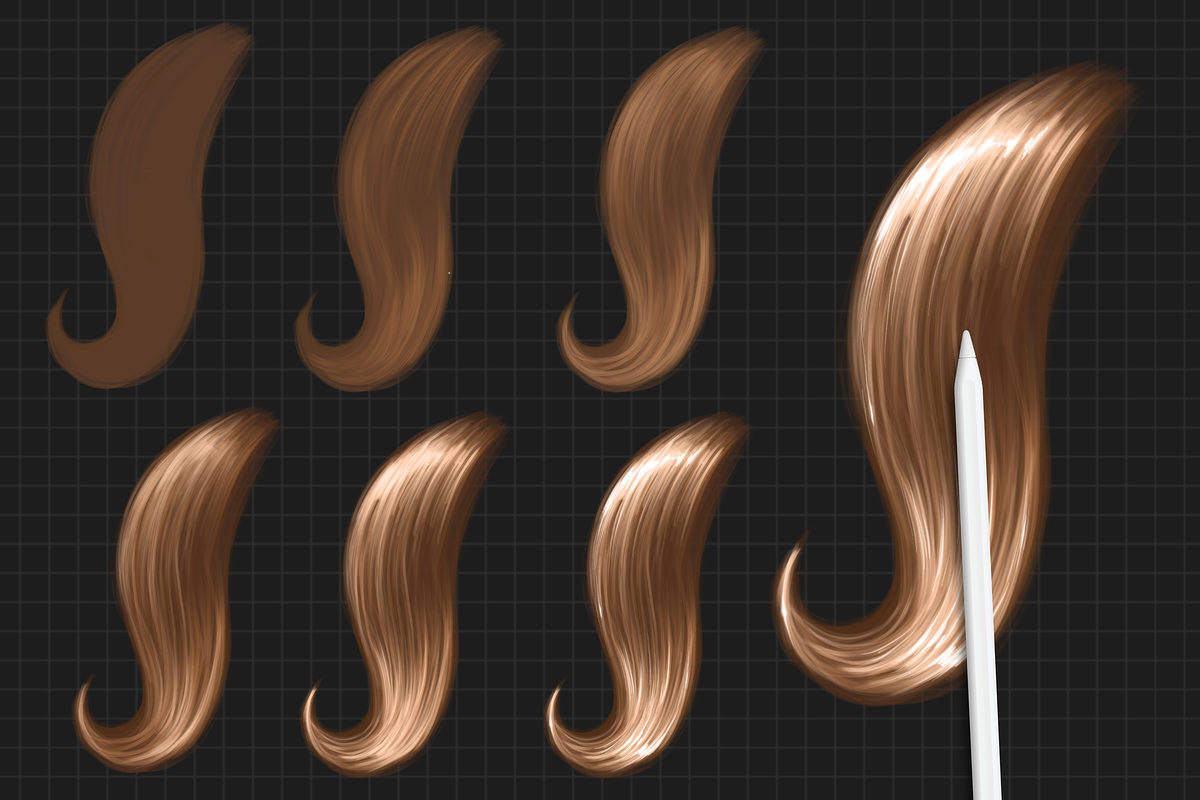 Procreate Hair Brushes, a Brush Add-On by LaurenceVArtiste (Photo 3 of 7)