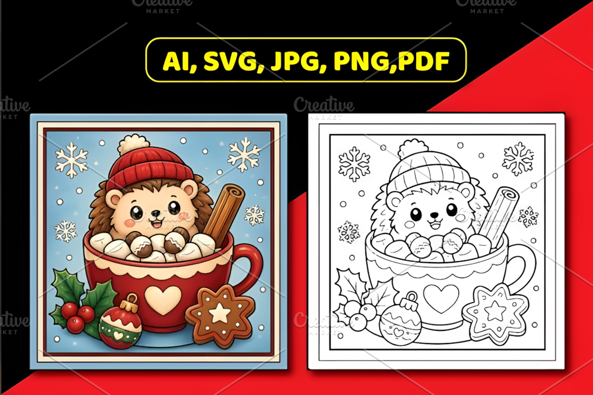 Kawaii Christmas Fun Coloring Book, a Seasonal Illustration by Design Station (Photo 4 of 5)