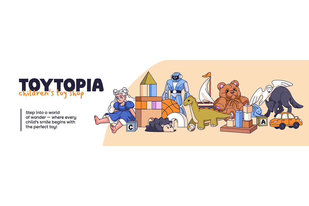 Kids toys, games set + backgrounds, an Object Illustration by PaperTrident (Photo 3 of 7)