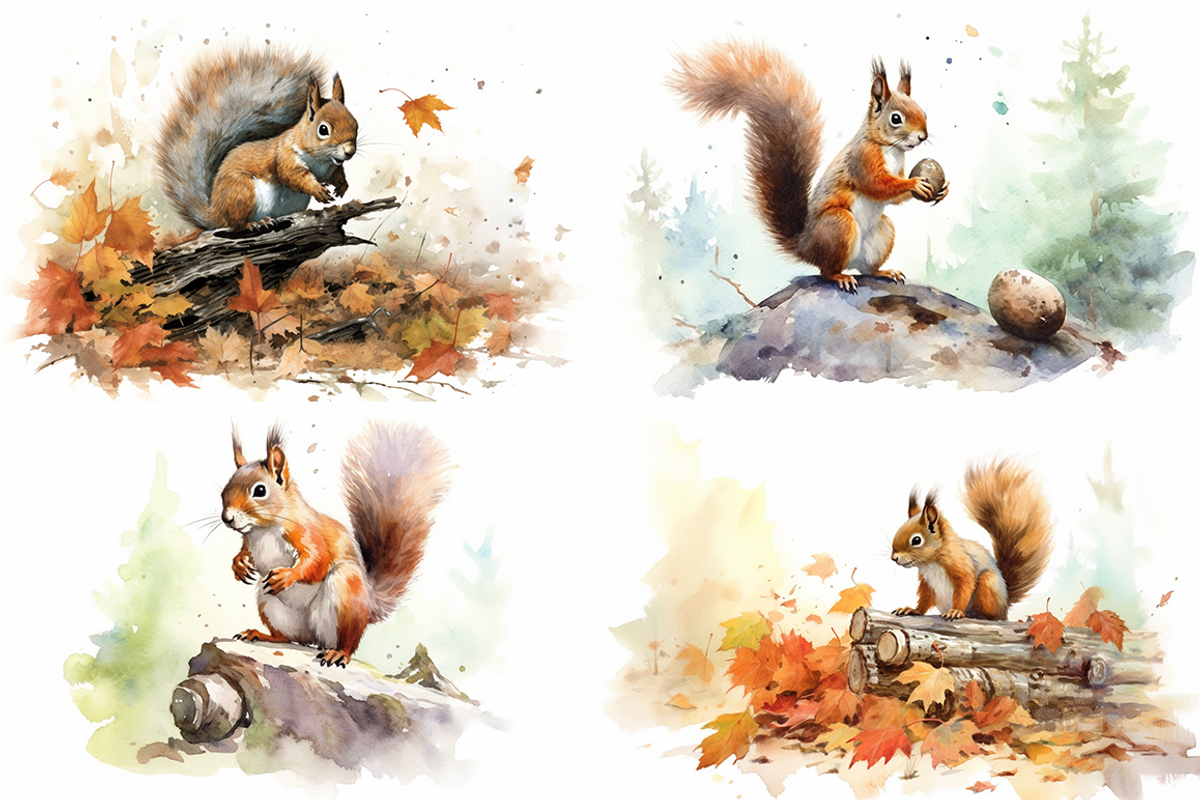 Squirrels Watercolor Collection, an Animal Illustration by artsy-fartsy (Photo 2 of 6)