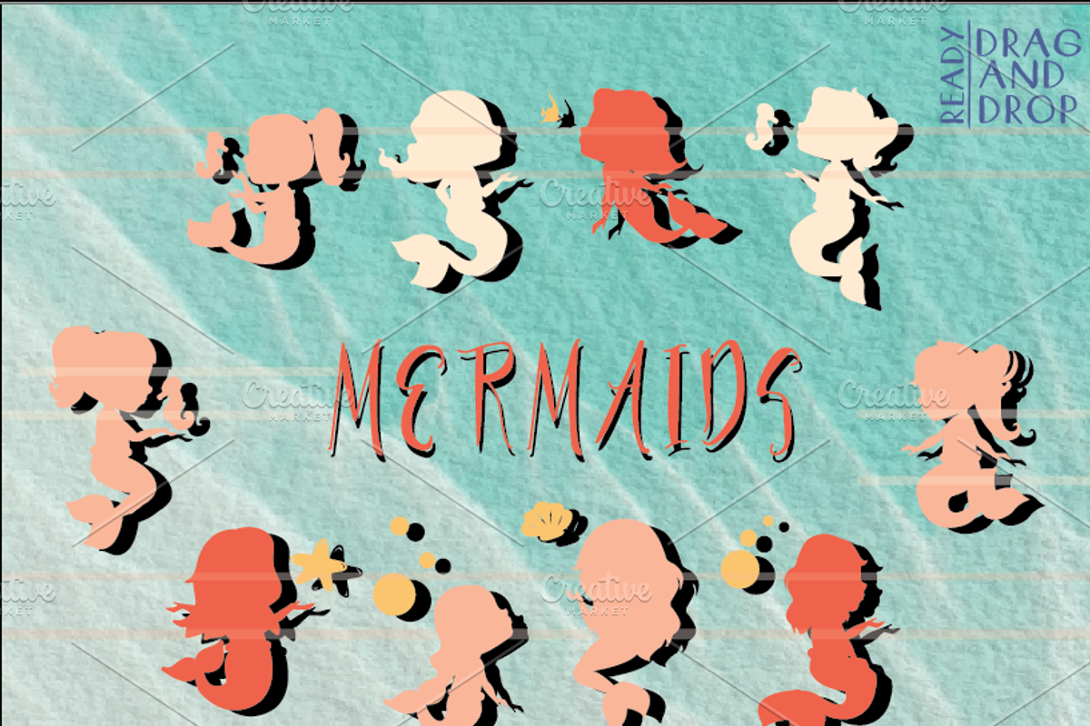 Cute Mermaid Silhouettes, an Icon by MVMG