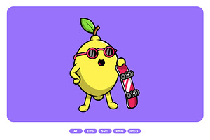 Cute Lemon Skateboarder