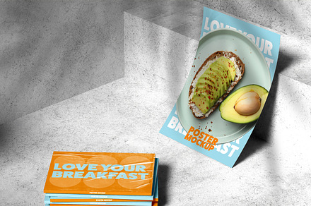 Posters on Concrete Floor Mockup, an Advertising Mockup by Mego-studio