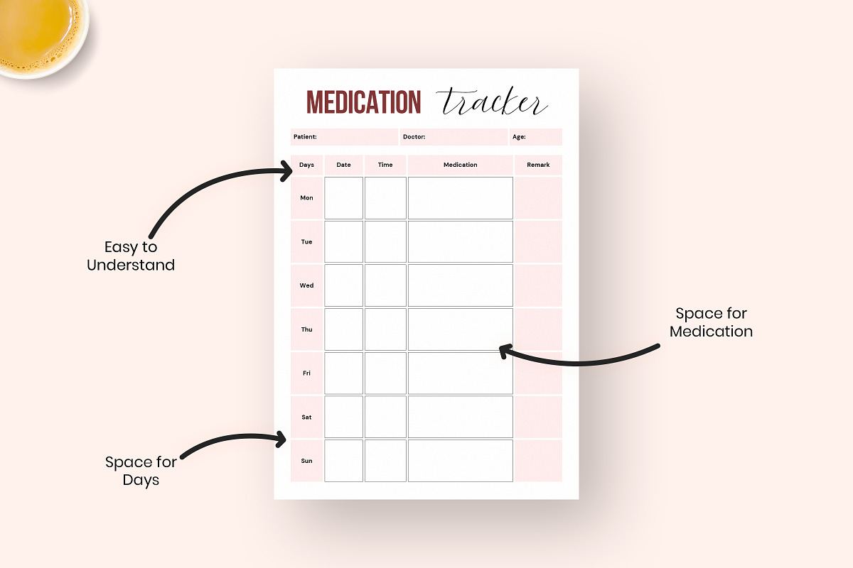 Printable Daily Medication Tracker, a Stationery Template by Snapybiz (Photo 2 of 10)