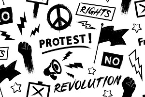 Hand Drawn Protest And Demonstration, a Background Graphic by Black White Mouse Design