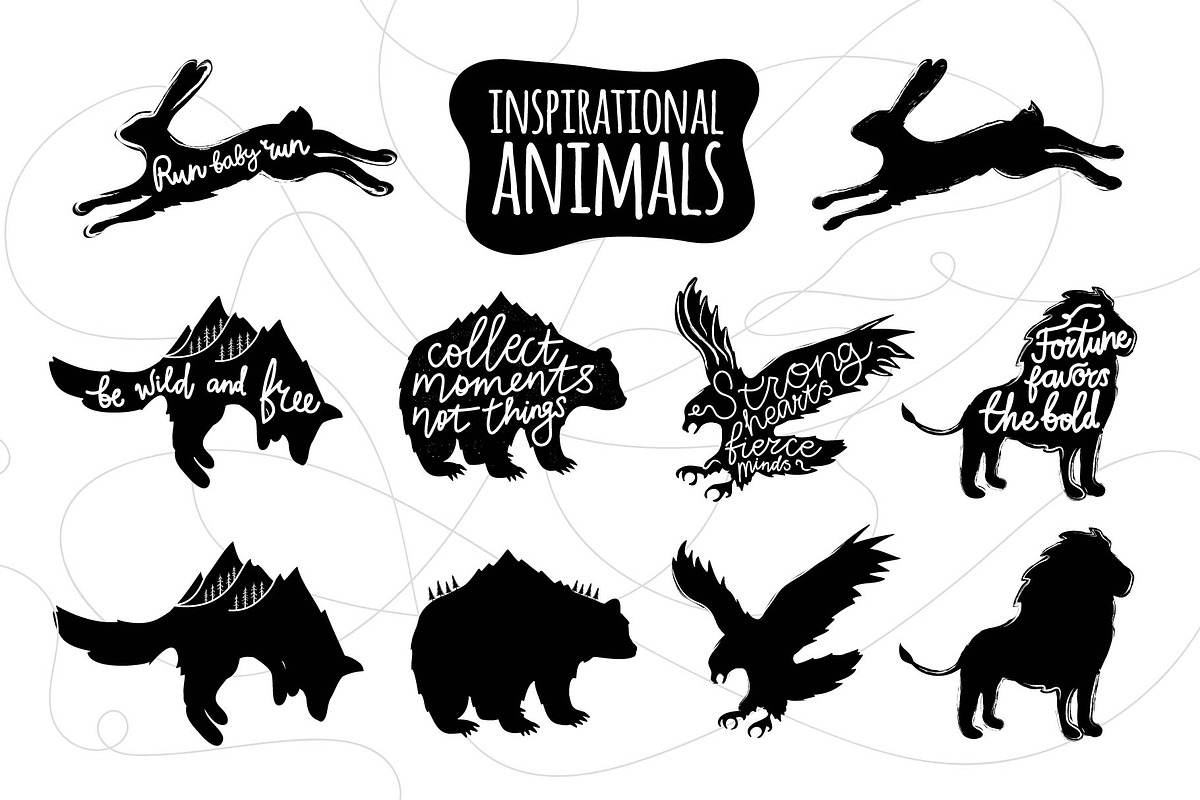 Vintage animal set with quotations, an Animal Illustration by JULYMILKS (Photo 1 of 4)