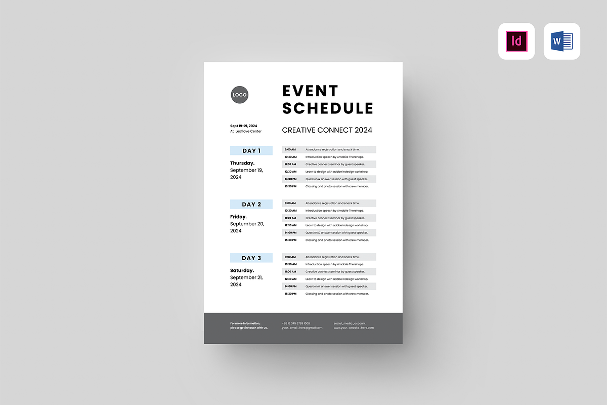 Event Schedule | MS Word & Indesign, a Flyer Template by Leaflove (Photo 1 of 5)