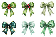 Green Coquette Christmas Bow Clipart, an Illustration by DreamArtGraphic (Thumbnail 3 of 5)
