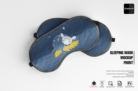 Sleeping Mask Mockup Front, a Mask Mockup by GraphicVil