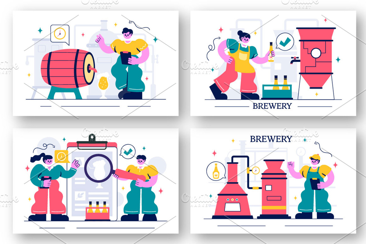 10 Beer Brewing Process Illustration, a Food Illustration by denayunebgt (Photo 2 of 4)