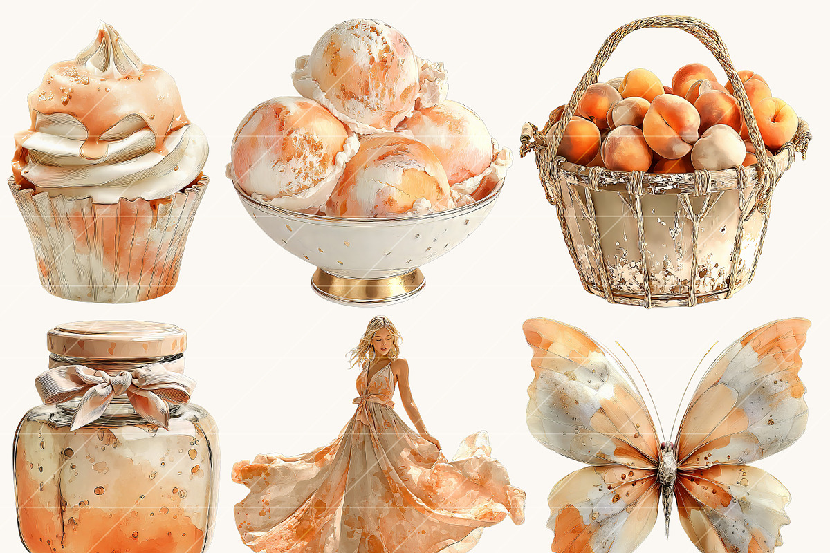Peaches Floral Lover Clipart Bundle, an Object Illustration by BusyDaydesign (Photo 3 of 9)