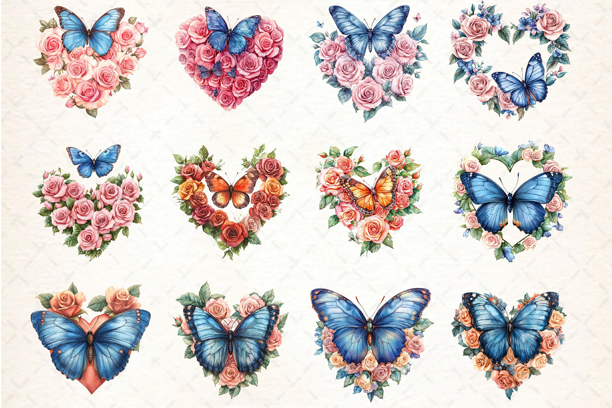 Butterfly Roses Clipart, an Illustration by DreamCafeArt (Photo 4 of 6)
