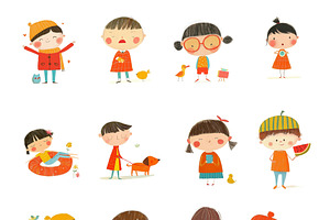 Collection of cute cartoon children, a Person Illustration by Sybillla