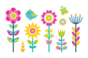 Flowers Collection Butterfly Vector