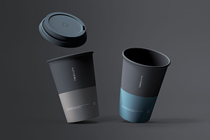 Two Floating Coffee Cups Mockup