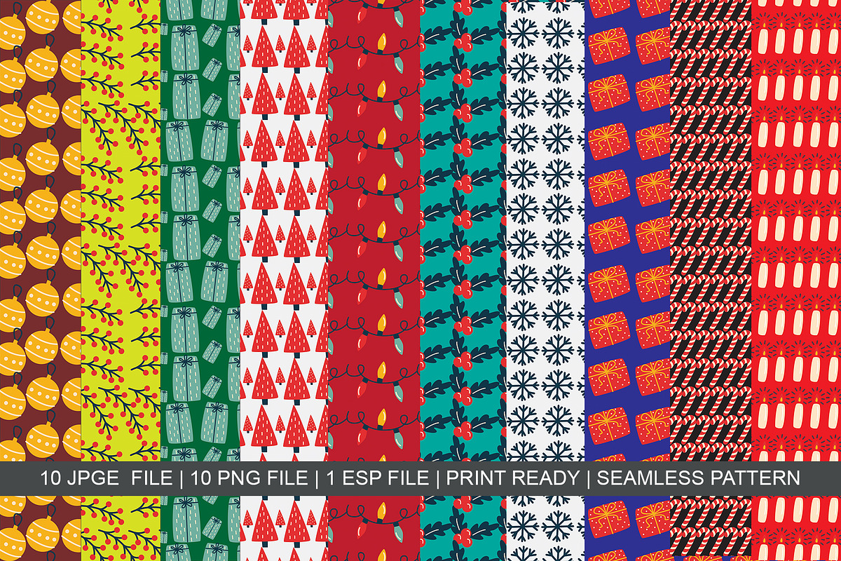 10 Seamless christmas digital paper, a Pattern Graphic by Madhabi Studio (Photo 1 of 6)