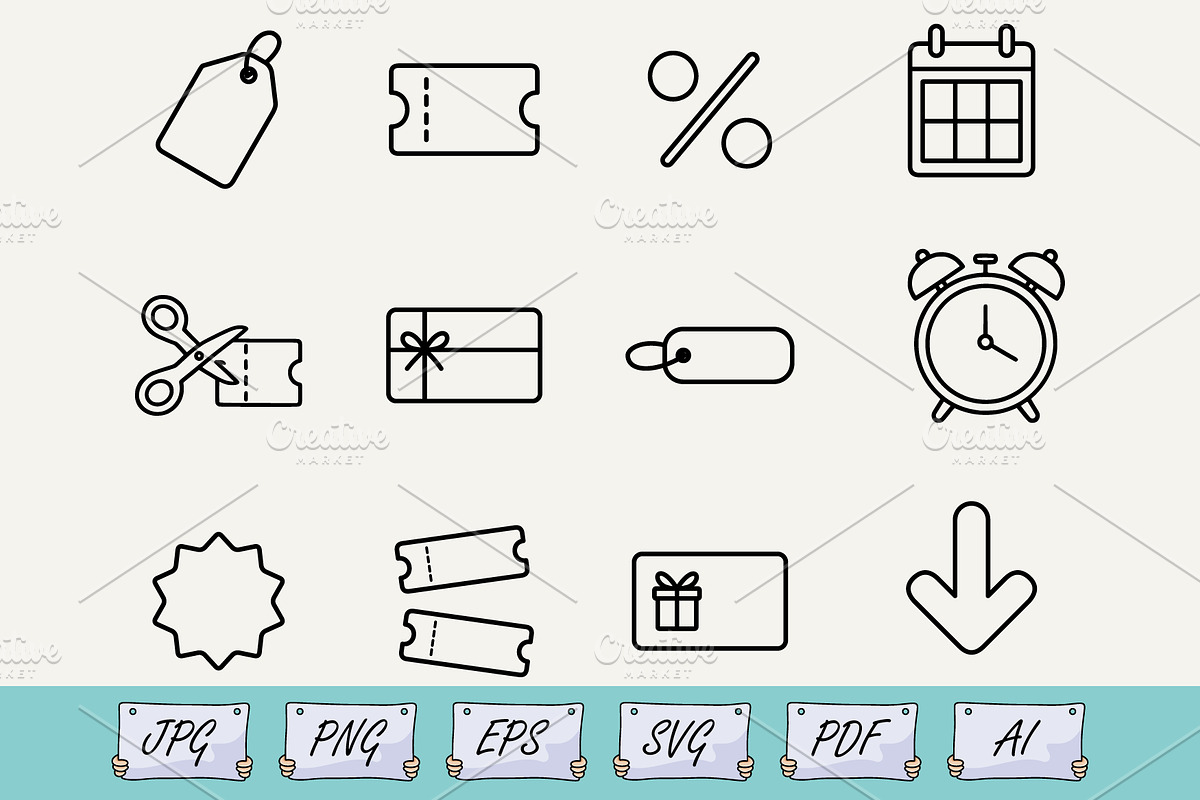 Black Friday Discount Icons SVG, a Solid Icon by Ghagra (Photo 1 of 3)