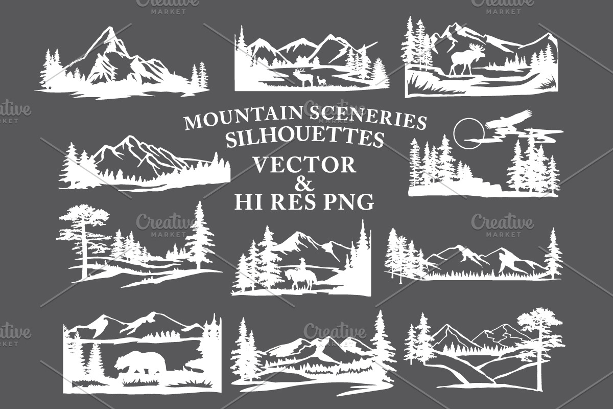 Mountain Sceneries Vector Pack 1, an Animal Illustration by Seaquint (Photo 2 of 2)