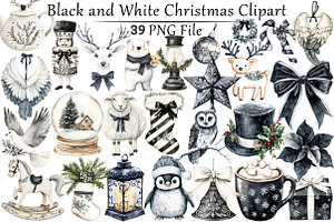 Black and White Christmas Clipart