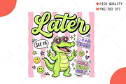 Cute Alligator Chill Vibes PNG, a Technology Illustration by OK Design (Thumbnail 1 of 5)