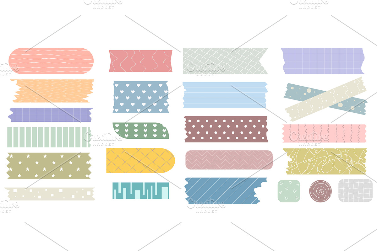 Cute washi tape of different sizes, an Object Illustration by Tati_Kli