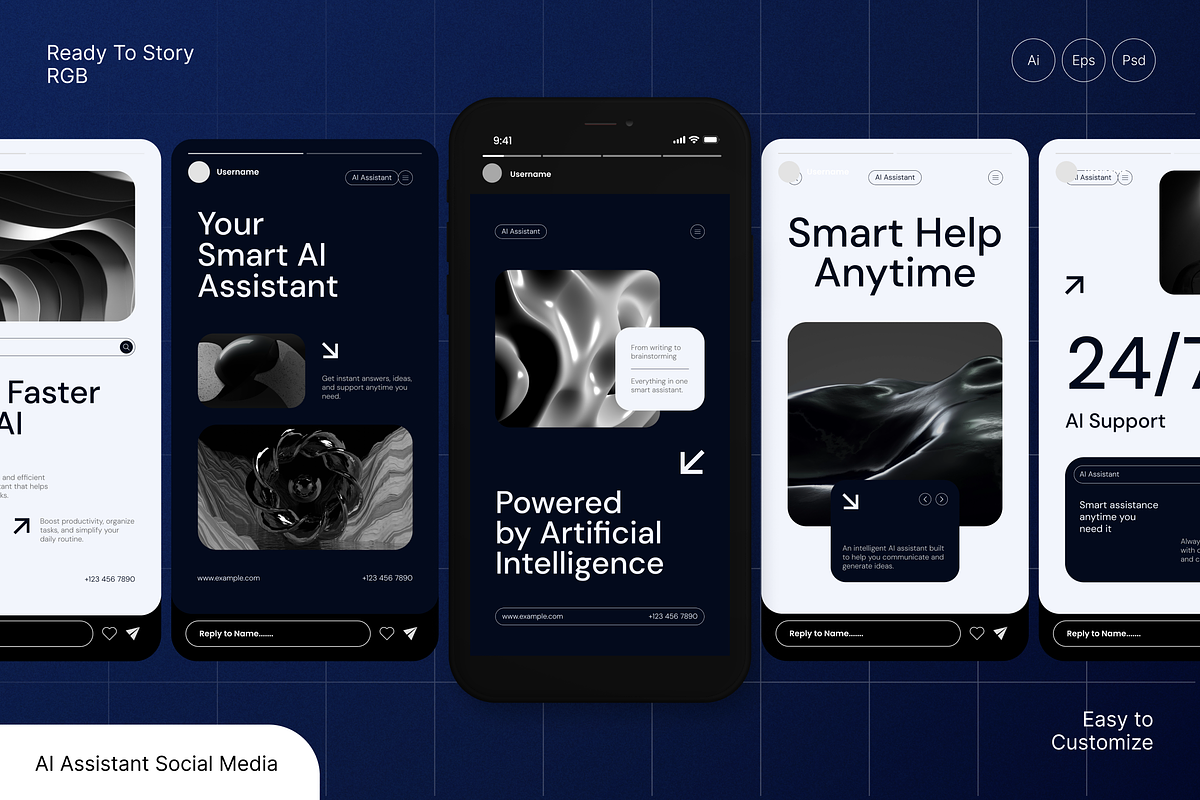 AI Assistant Instagram Story, a Social Media Template by Annora Studio (Photo 1 of 6)
