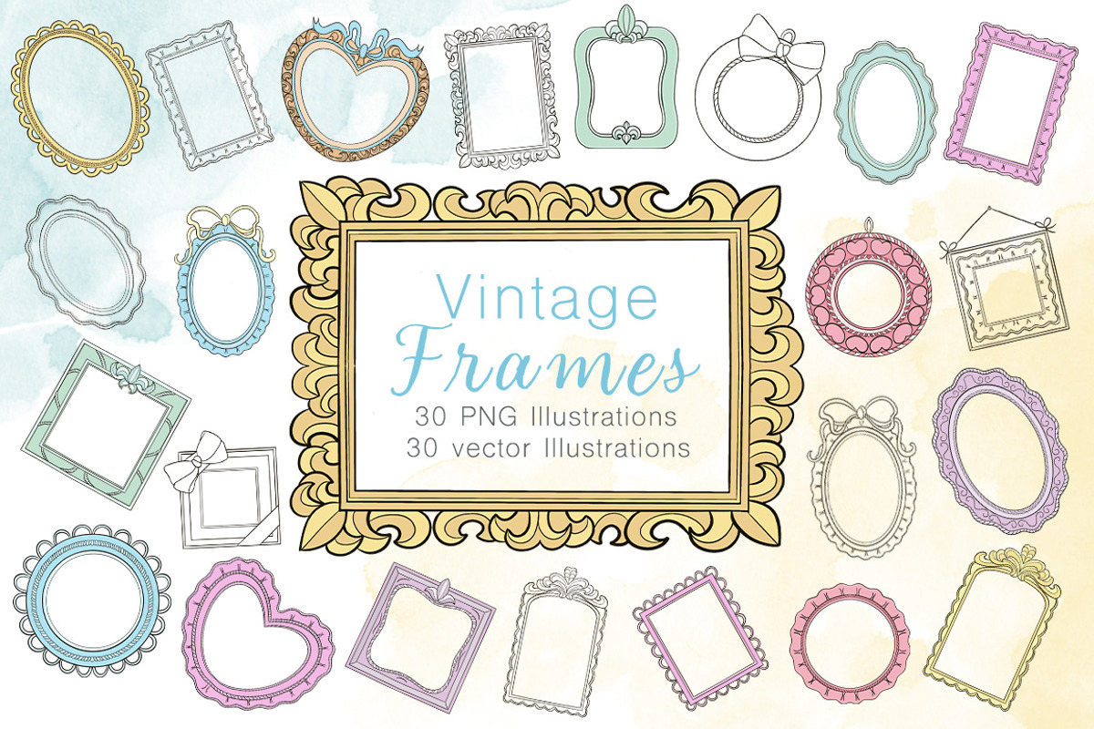 Vintage Frame Illustrations, an Illustration by Mari_Caliart (Photo 1 of 6)