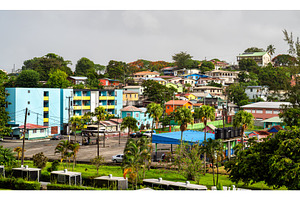 Colorful hillside houses in Castries, Saint Lucia, an Architecture Photo by Leonid Andronov