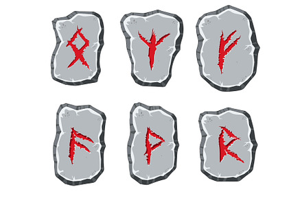 Grey stones red runic set
