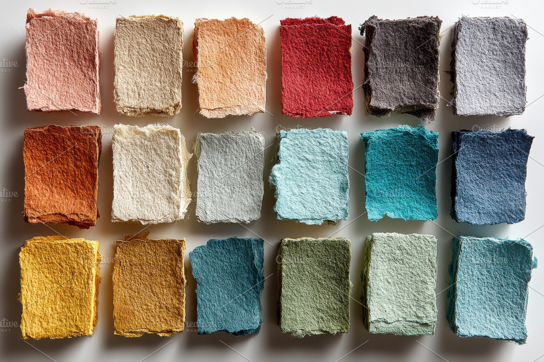 Handmade paper samples colorful text, an Abstract Photo by Pixeness Studio