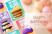 3 Vector Birthday Cards, an Object Graphic by EeKayStore (Thumbnail 1 of 4)