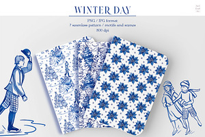 Winter Day Seamless Patterns Clipart