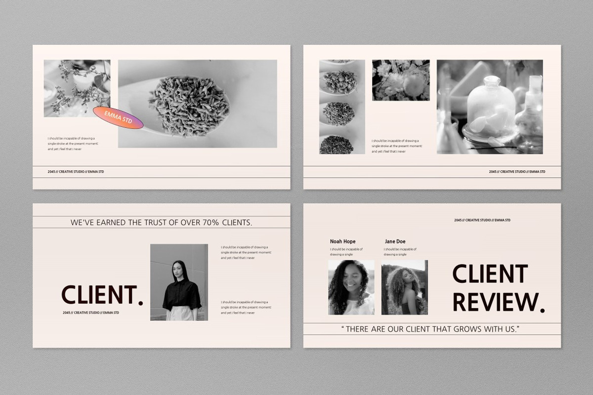 Cream Portfolio Google Slide, a Presentation Template by graphicook (Photo 7 of 10)