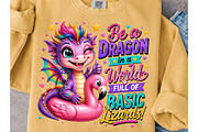 Rainbow Dragon Flamingo Float, a Seasonal Illustration by Craft Nest (Thumbnail 3 of 6)