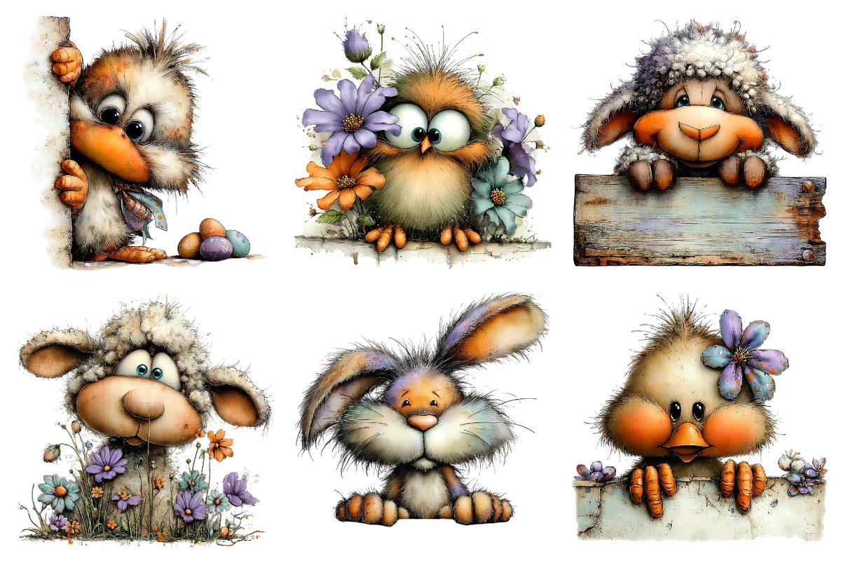 Cute Peeking Easter Animals Clipart, an Illustration by designcity5 (Photo 3 of 5)