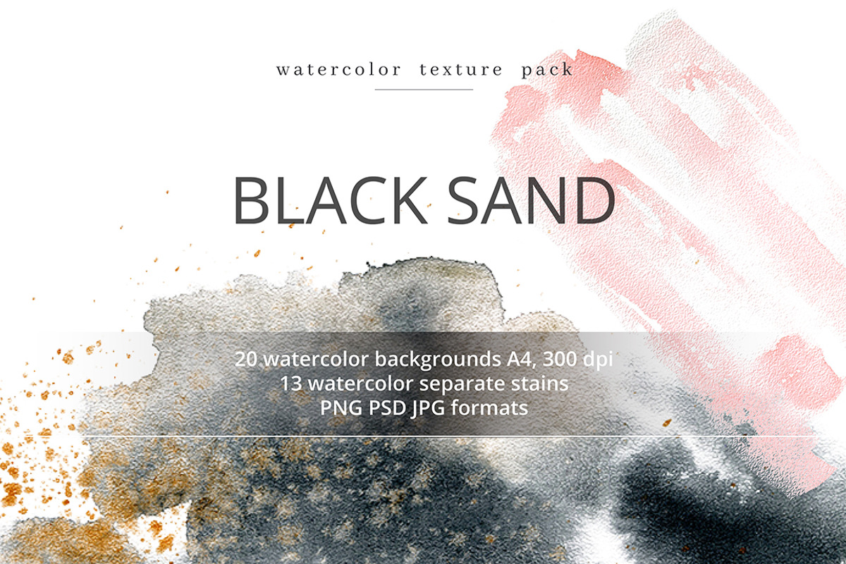 Black Sand. Watercolor texture pack., a Texture Graphic by Dinkoobraz (Photo 1 of 9)