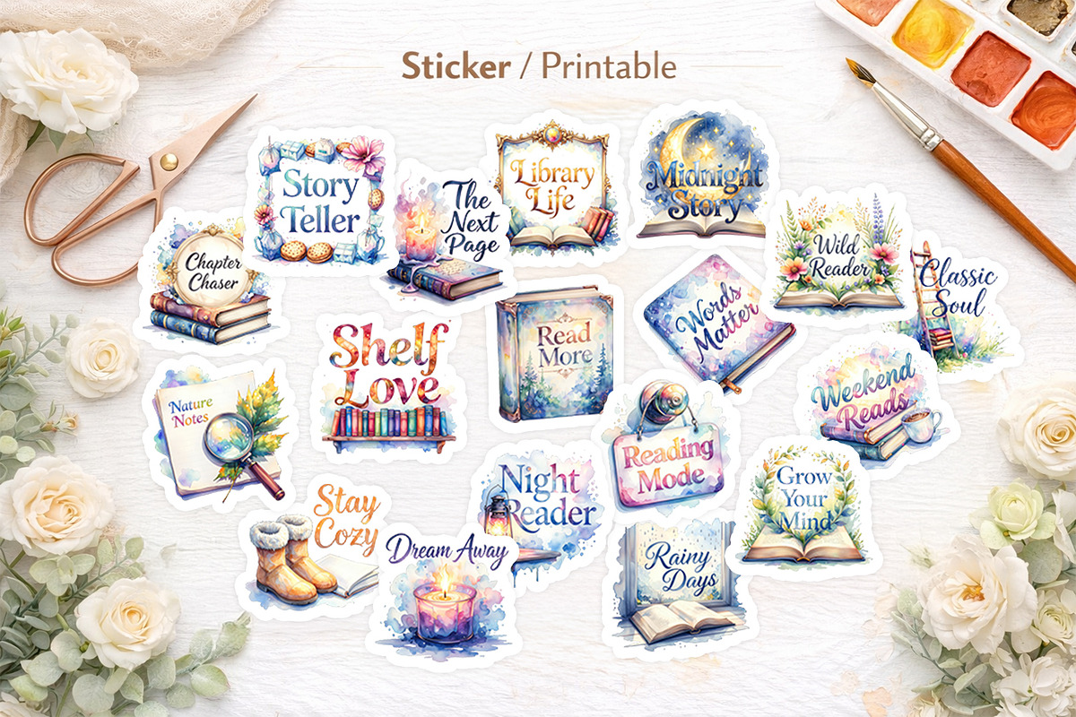 Vintage Bookish Sublimation PNG, an Illustration by Artnoy (Photo 7 of 8)
