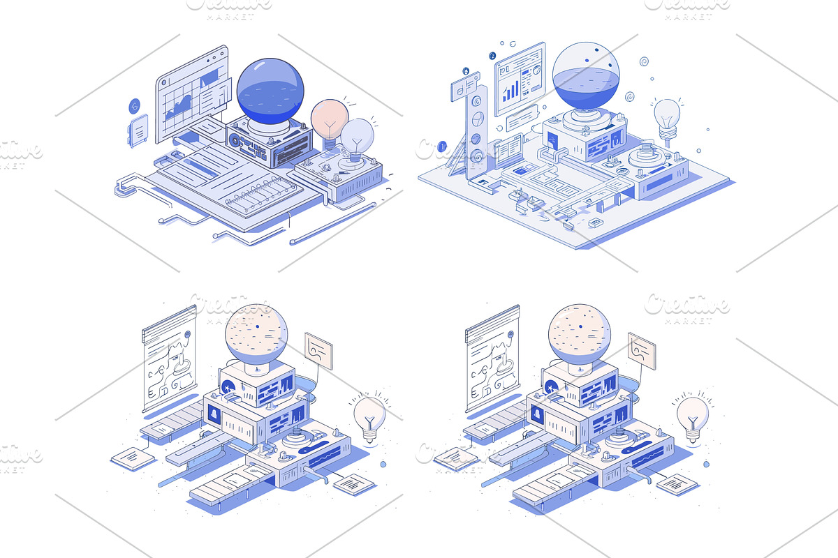 Ideas factory isometric vector, a Technology Illustration by Onyx