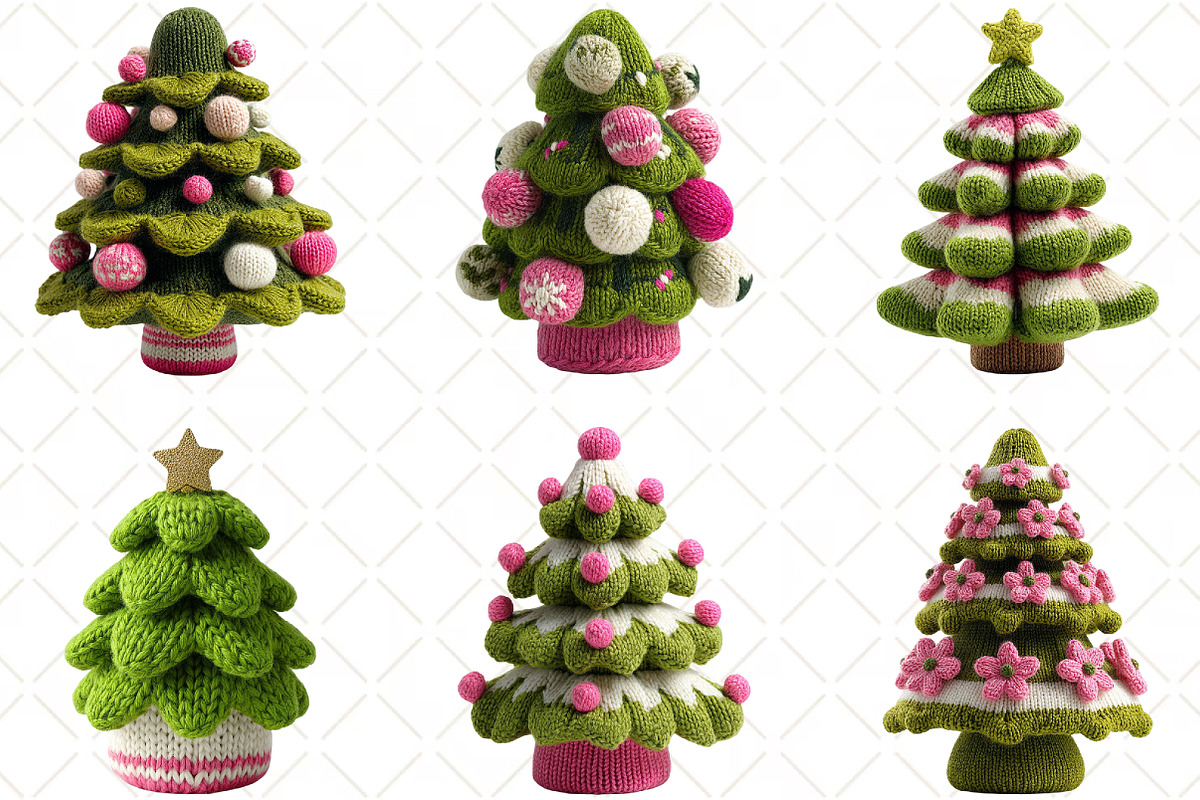 Knitted Green Christmas Tree Clipart, an Illustration by Black Bird Studio (Photo 2 of 6)