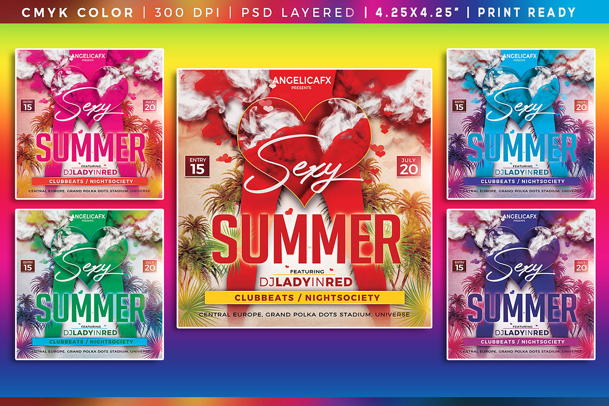 Summer Square Flyers Bundle 1, a Flyer Template by angelicafx (Photo 3 of 5)