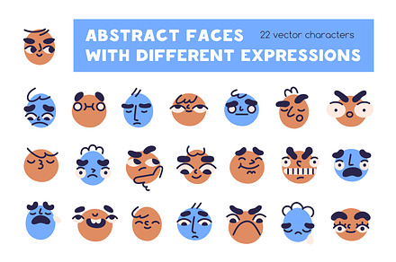 Cute funny abstract face icons set, a Person Illustration by Good Studio