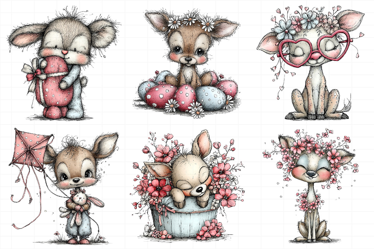 Whimsical Easter Cute Deer Clipart, an Illustration by Daily.Designs (Photo 3 of 7)