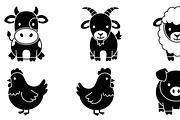 Cute Farm Animal Silhouette Bundle, an Illustration by hafijul (Thumbnail 44 of 51)