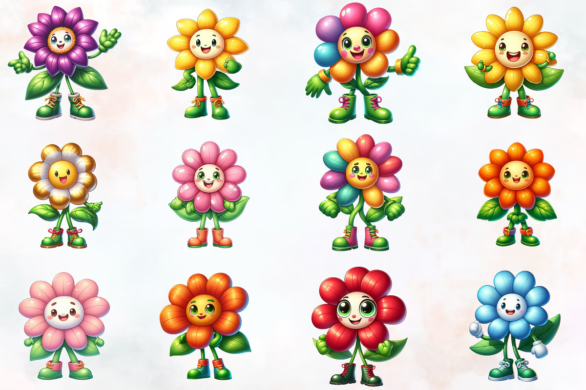 Flowers mascot sublimation clipart, an Illustration by RobertsArt (Photo 4 of 7)