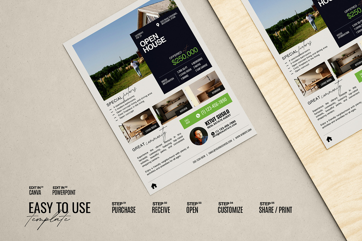 Real Estate Open House Flyer Canva, a Flyer Template by Prapti Design (Photo 4 of 10)